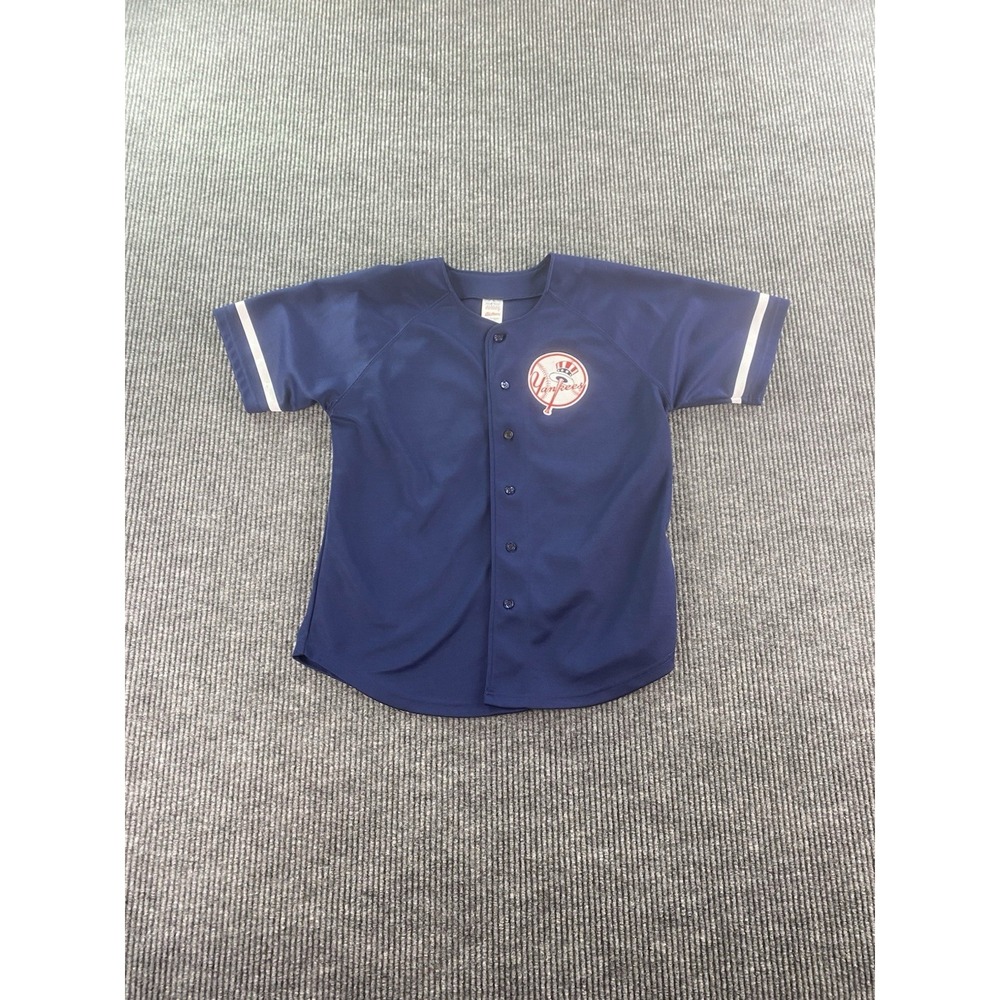 Vintage Derek Jeter Jersey Boys Large 14-16 Blue Team New York Yankees MLB y2k